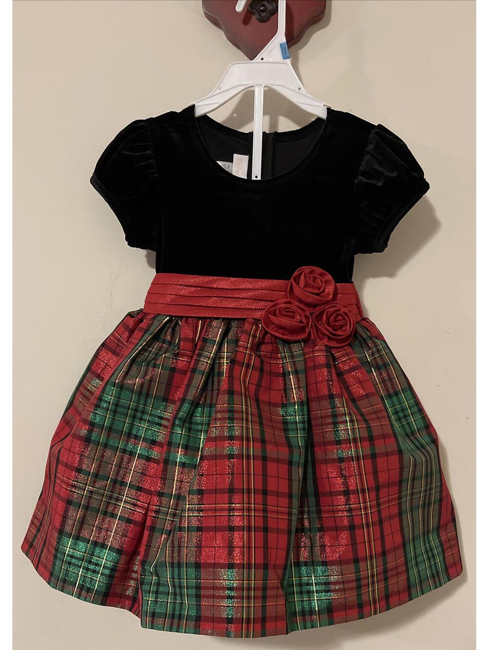 Vintage Bonnie Baby Girls Size 24 Month Red & Black Plaid Dress! A3095